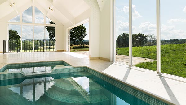 indoor pool viewing outdoors countryside